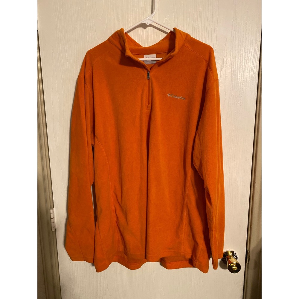 Columbia Mens XXL Orange Fleece Quarter Zip Pullover Sweater 0484
